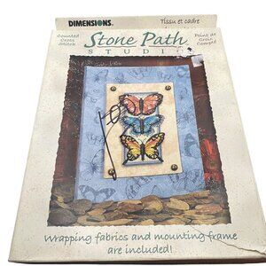 Dimensions Stone Path Studio Butterfly Counted Cross Stitch Kit Mount Frame 2002